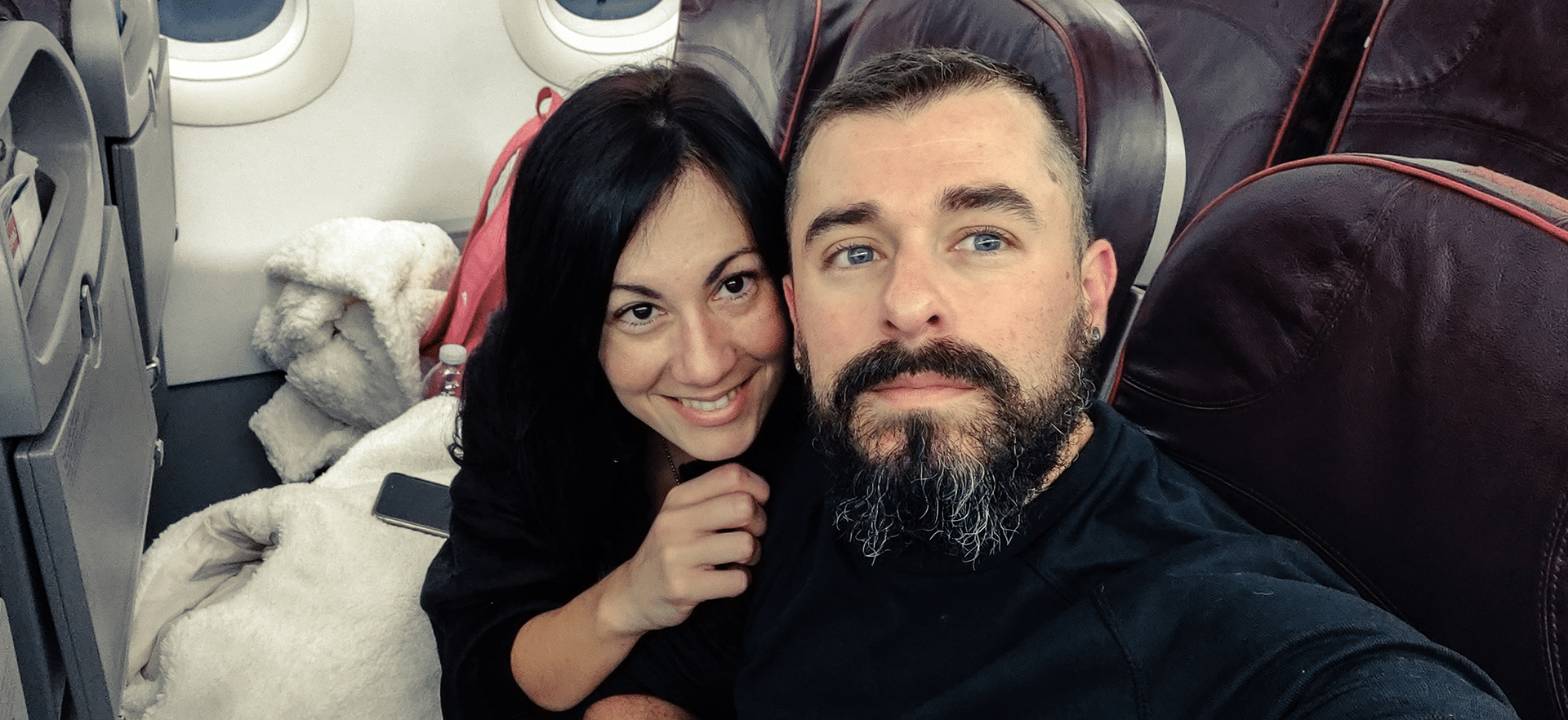 A couple on a plane