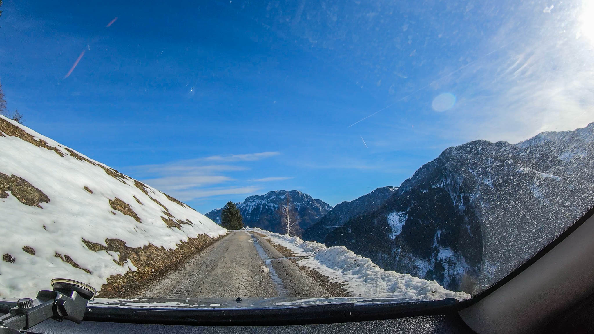 Mountain views from a dashboard