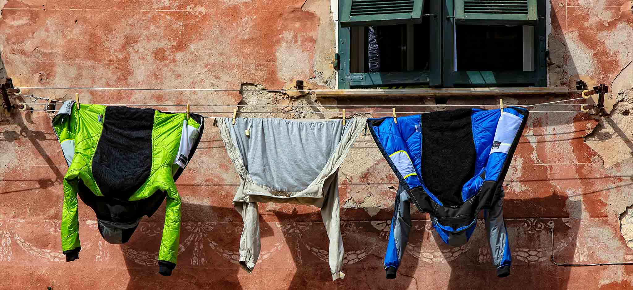 Hanging clothes to dry